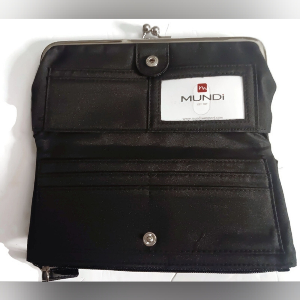 MUNDI BLACK PATENT LEATHER,CLUTCH WALLET BLACK - Picture 2 of 4